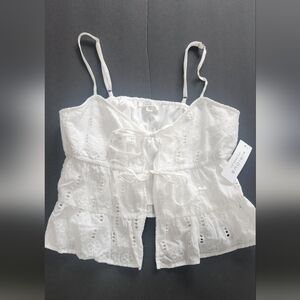 Kirious White Eyelet Tie-Front Camisole Size s